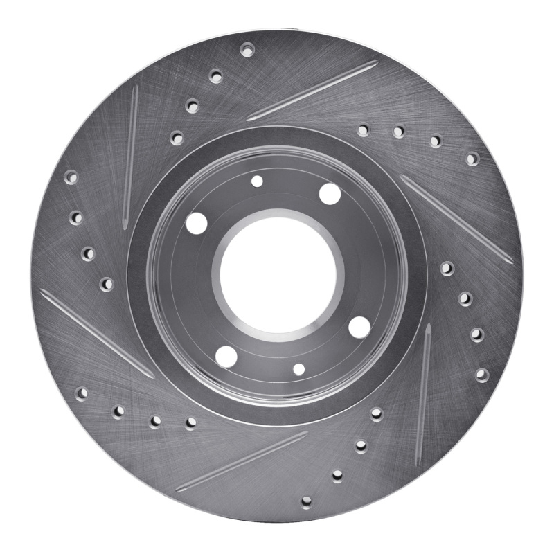Volvo V40 Brake Rotor (1) - Front Right - R1 Concepts - Drilled & Slotted - Silver - `00-`04